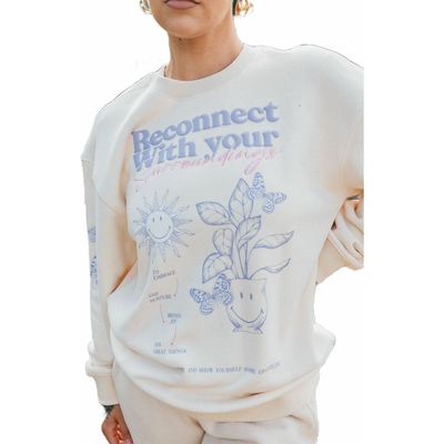 Samii Ryan By Samii Ryan Smiley Reconnect Relaxed Fit Fleece Crewneck Sweatshirt