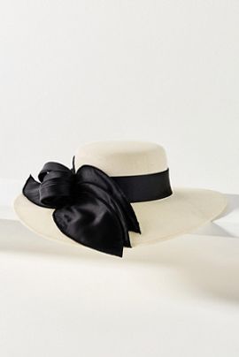San Diego Hat Co. Woven Boater with Satin Bow