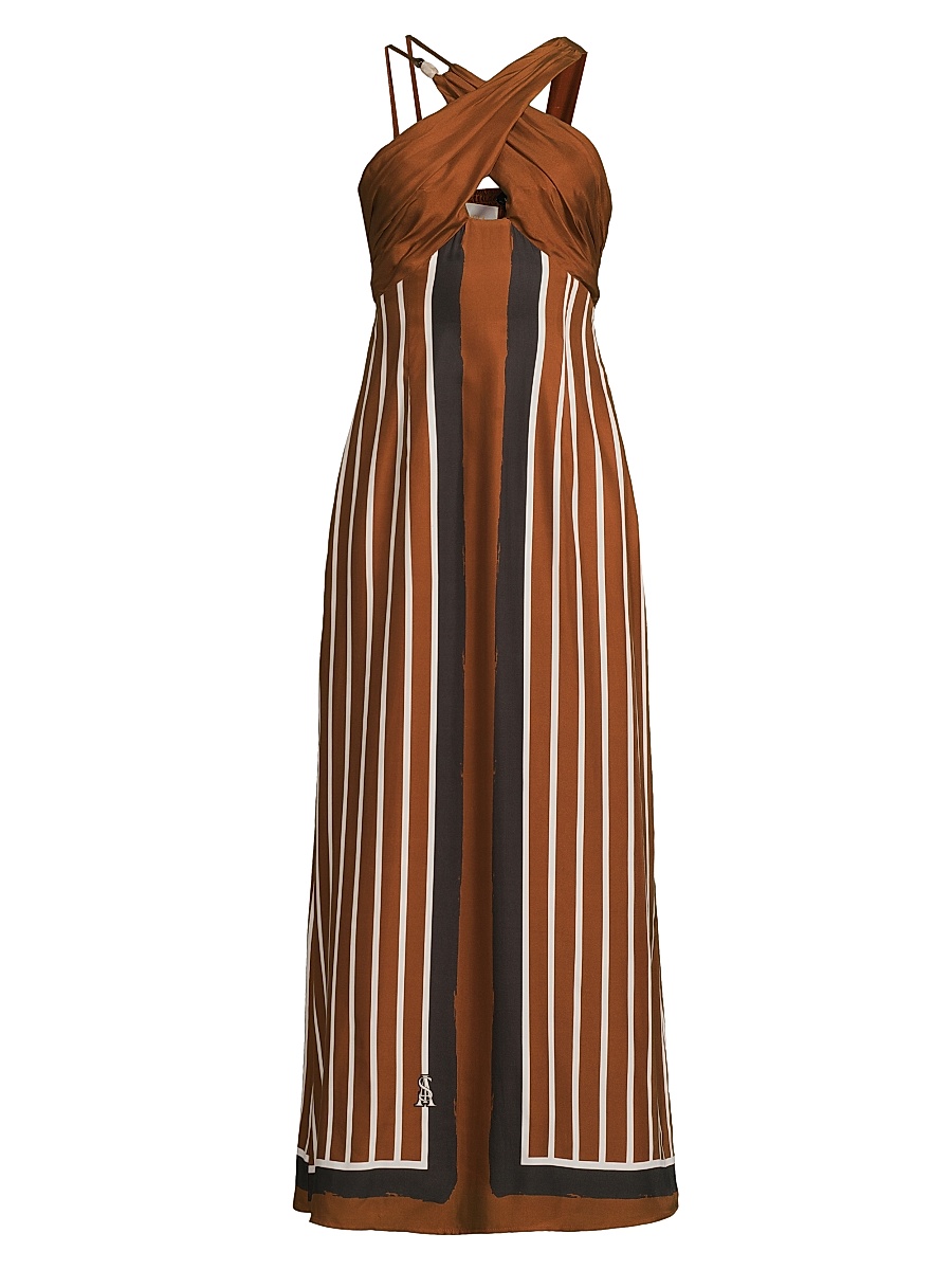 brown farm rio dress Shop Brown Rib Stripe Maxi Dress - for Women | OUTZIDR main image 1