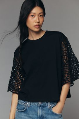 Sanctuary Crochet-Sleeve Tee