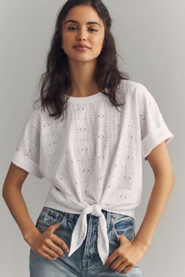 Sanctuary Eyelet Front-Tie Tee