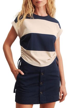 Sanctuary Sanctuary All Day Stripe Side Tie Organic Cotton Blend T-Shirt