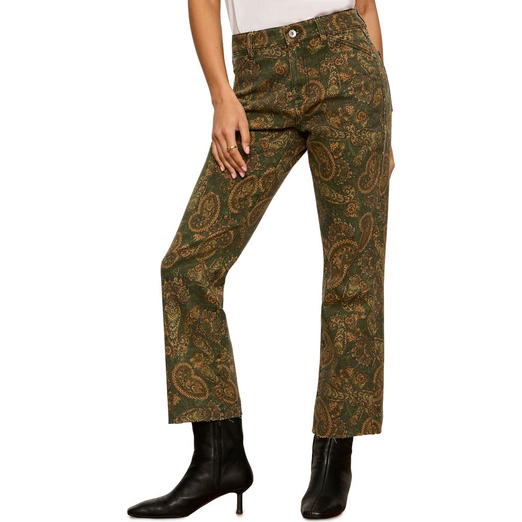 Sanctuary Sanctuary Cadence '90s Paisley High Waist Raw Hem Crop Straight Leg Jeans
