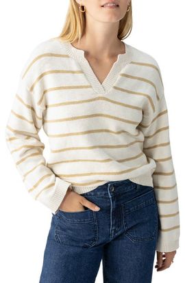 Sanctuary Sanctuary Chill Vibes Stripe Cotton V-Neck Sweater