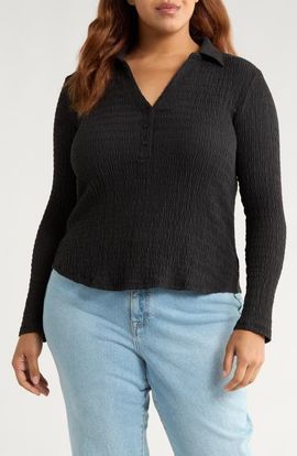 Sanctuary Sanctuary Dreamgirl Long Sleeve Textured Knit Shirt