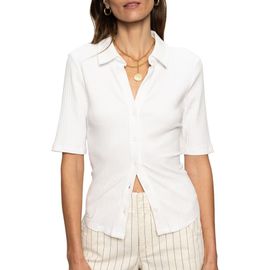 Sanctuary Sanctuary Elbow Sleeve Rib Button-Up Shirt