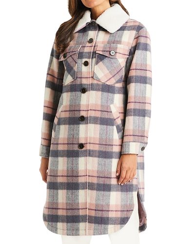 Sanctuary Sanctuary Sherpa Trim Plaid Coat
