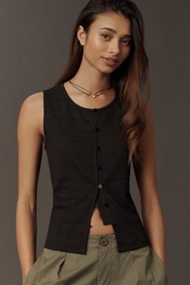 Sanctuary Textured Button Front Vest Top