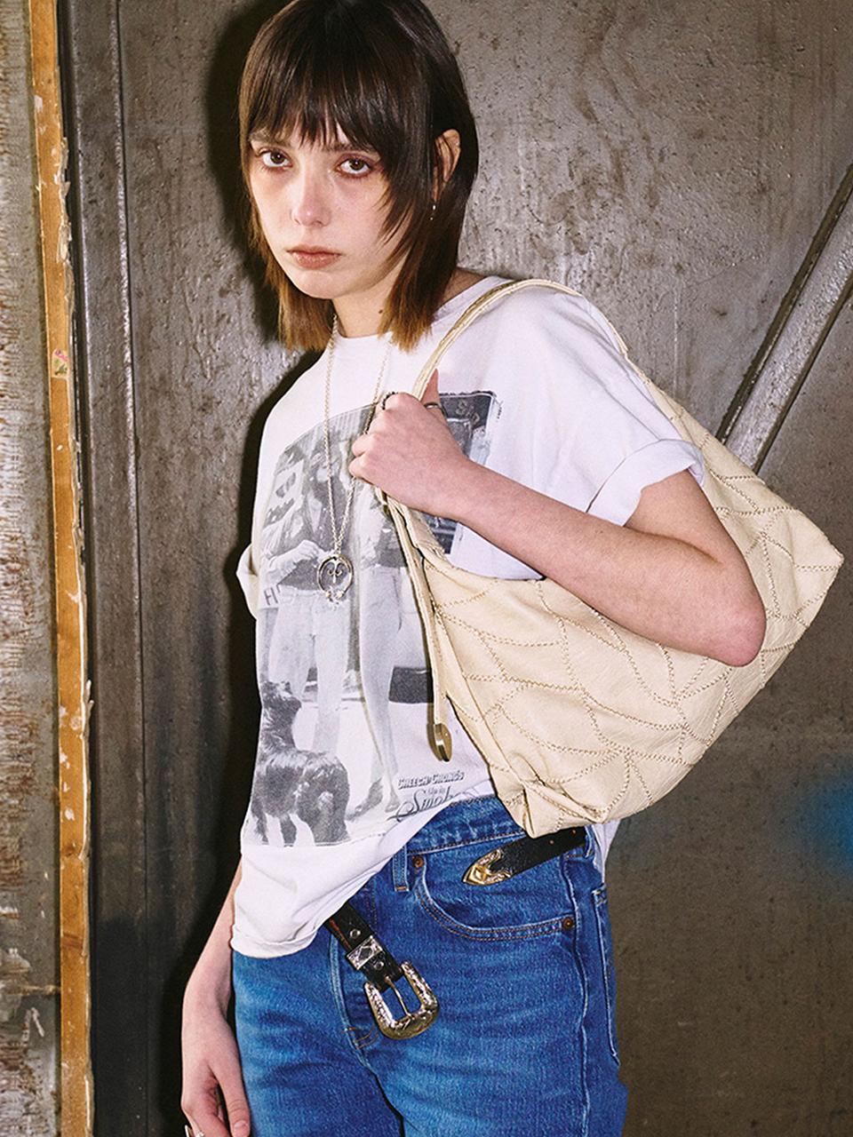 SAND MUSEUM CACTUS HOBO MINI BAG [Buttery Yellow Cream]