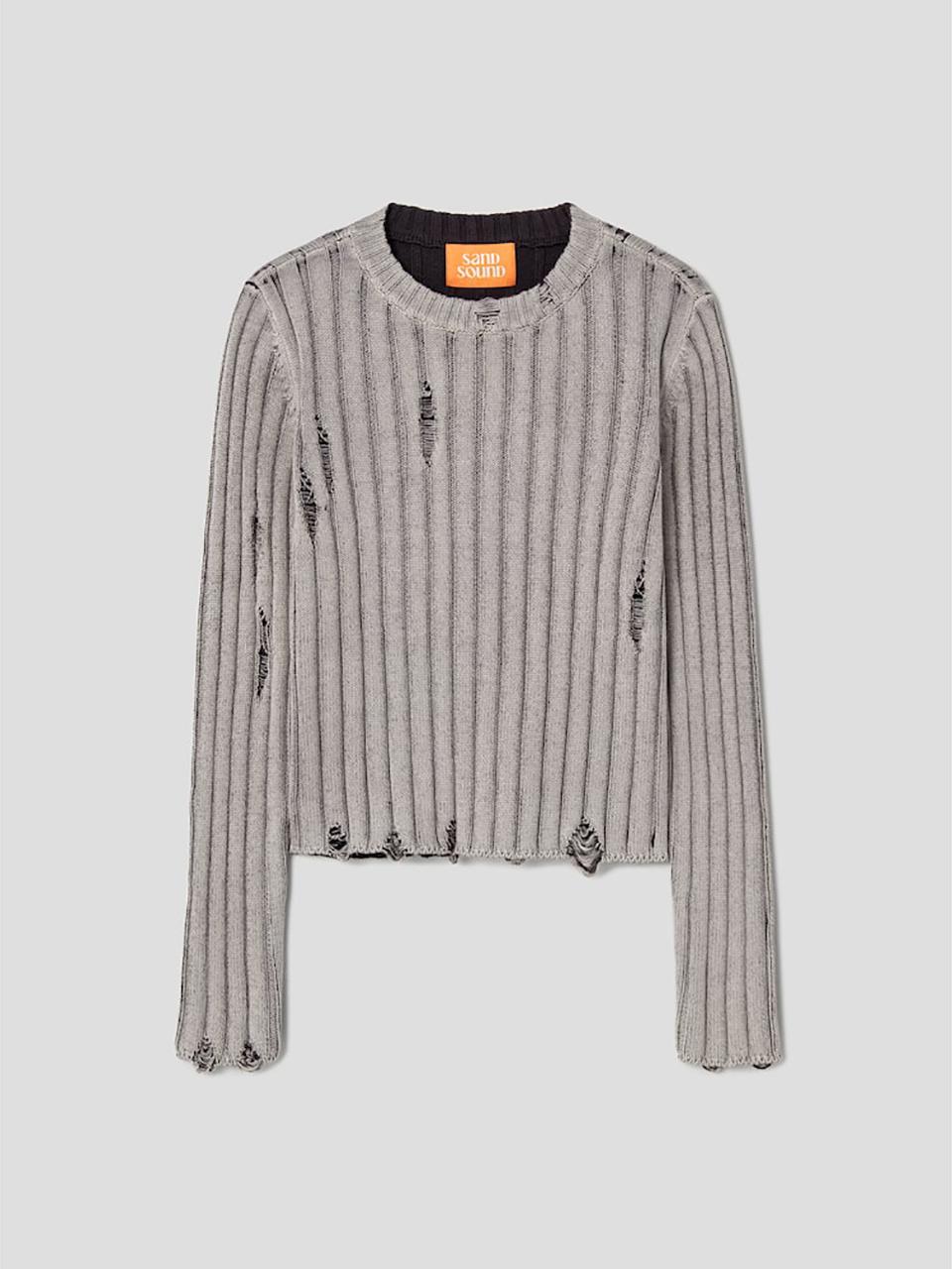 SAND SOUND Dying Effect Destroyed Pullover Grey (MS4951A463)