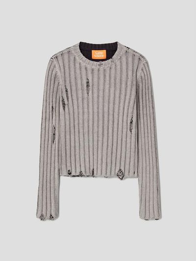 SAND SOUND Dying Effect Destroyed Pullover Grey (MS4951A463)