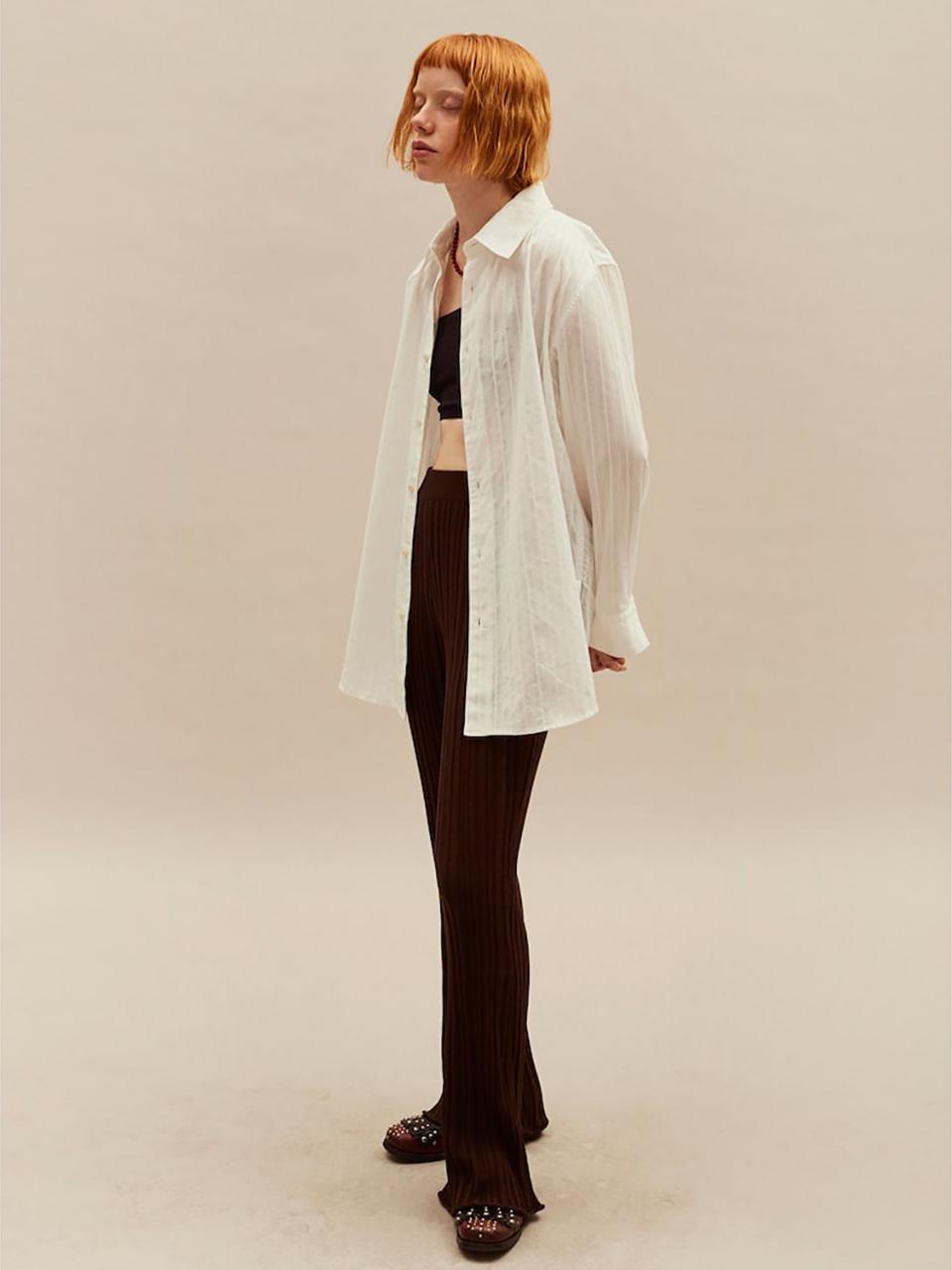 SAND SOUND Lip Texture Bootcut Knit Pants Brown (MS4921W50D)