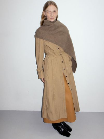 SANDBEIGE Cotton Midi Elegant Dress [Beige/Brown]