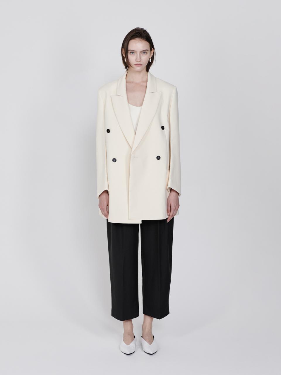 SANDBEIGE Semi-overfit Tailored Jacket [Brown/Ivory]