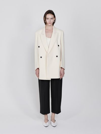 SANDBEIGE Semi-overfit Tailored Jacket [Brown/Ivory]