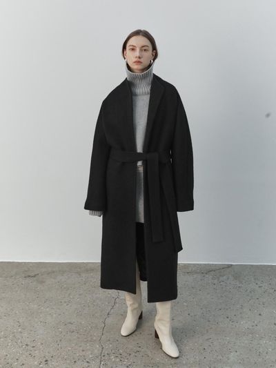 SANDBEIGE Wool Blend Long Romance Coat