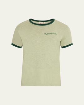 Sanderlak Men's Contrast-Rib Logo Crewneck T-Shirt
