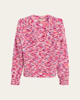 Sanderlak Men's Melange Split Open-Crewneck Sweater