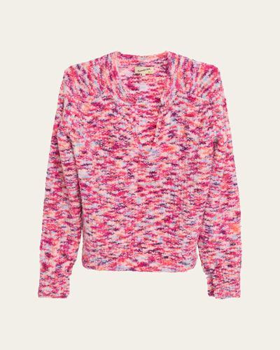 Sanderlak Men's Melange Split Open-Crewneck Sweater