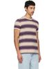 Sanderlak Sanderlak Beige Striped Contrast Rib T-shirt - 2