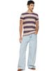 Sanderlak Sanderlak Beige Striped Contrast Rib T-shirt - 4