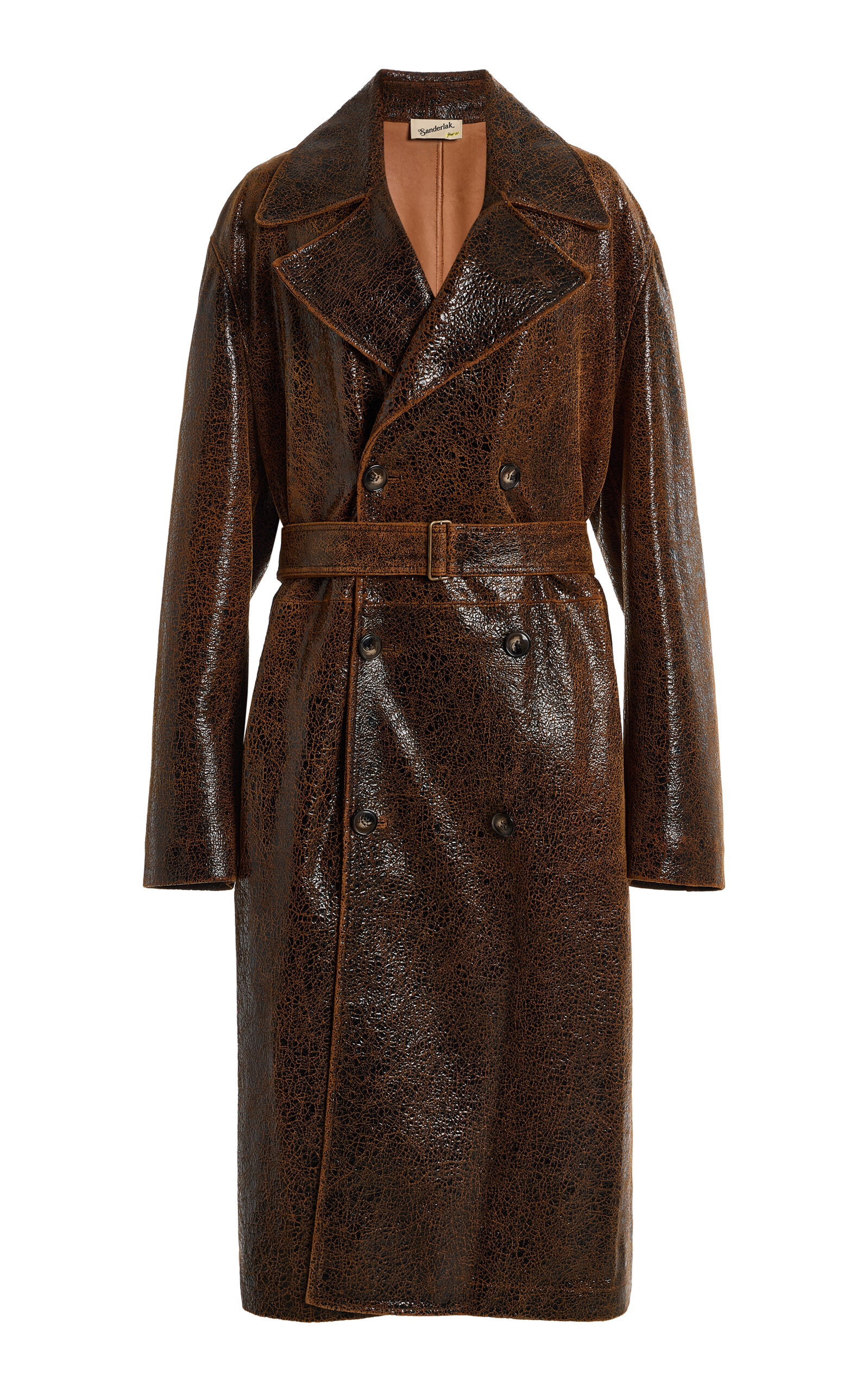 Sanderlak Sanderlak Belted Leather Trench Coat