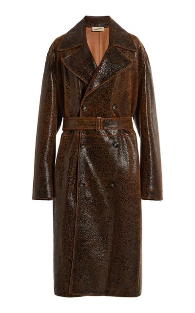 Sanderlak Sanderlak Belted Leather Trench Coat