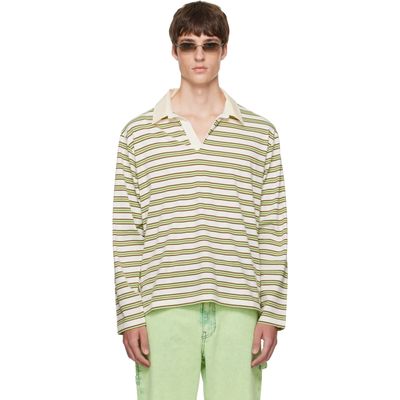 Sanderlak Sanderlak Off-White & Green Striped Jersey Polo