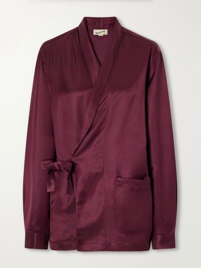 SANDERLAK Tie-detailed satin jacket