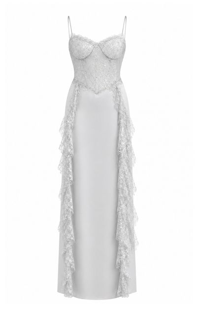 Sandra Mansour Sandra Mansour Memory Satin Lace Maxi Dress