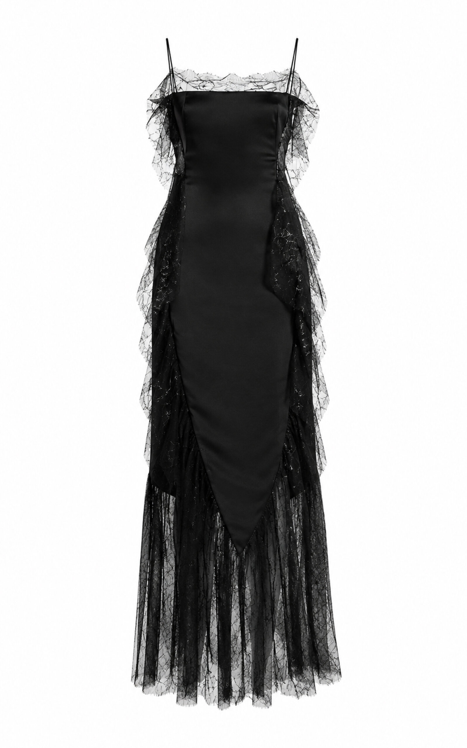 Sandra Mansour Sandra Mansour Shadowplay Satin Lace Maxi Dress