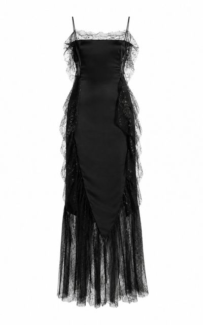 Sandra Mansour Sandra Mansour Shadowplay Satin Lace Maxi Dress