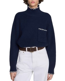 Sandro Sandro Alban Whipstitch Turtleneck Sweater