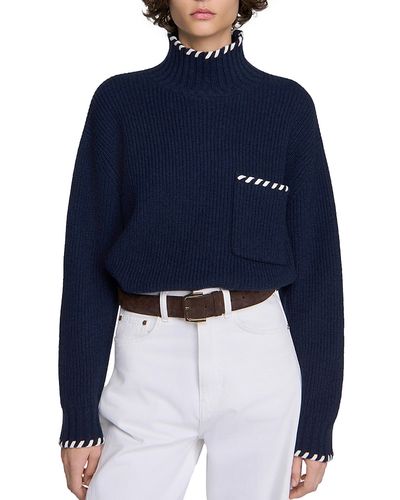 Sandro Sandro Alban Whipstitch Turtleneck Sweater