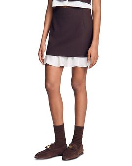 Sandro Sandro Allison Contrast Hem Mini Skirt