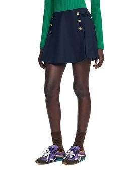 Sandro Sandro Alta Buttoned Pleated Skort