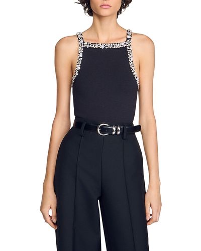 Sandro Sandro Ana Embellished Knit Bodysuit