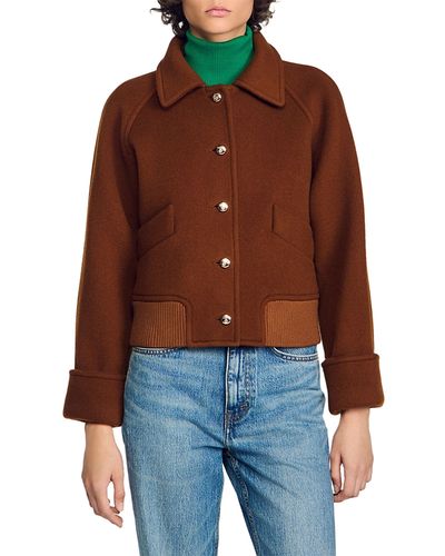 Sandro Sandro Anderson Wool Blend Short Coat