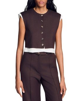 Sandro Sandro Andrews 2 in 1 Wool Blend Crop Top