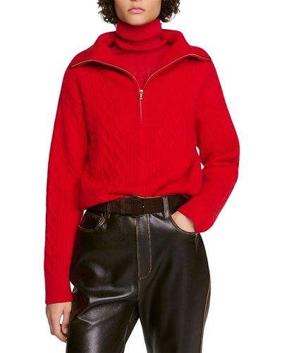Sandro Sandro Arabella Wool Blend Half Zip Sweater