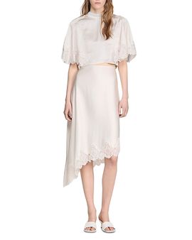 Sandro Sandro Asymmetric Satin Skirt