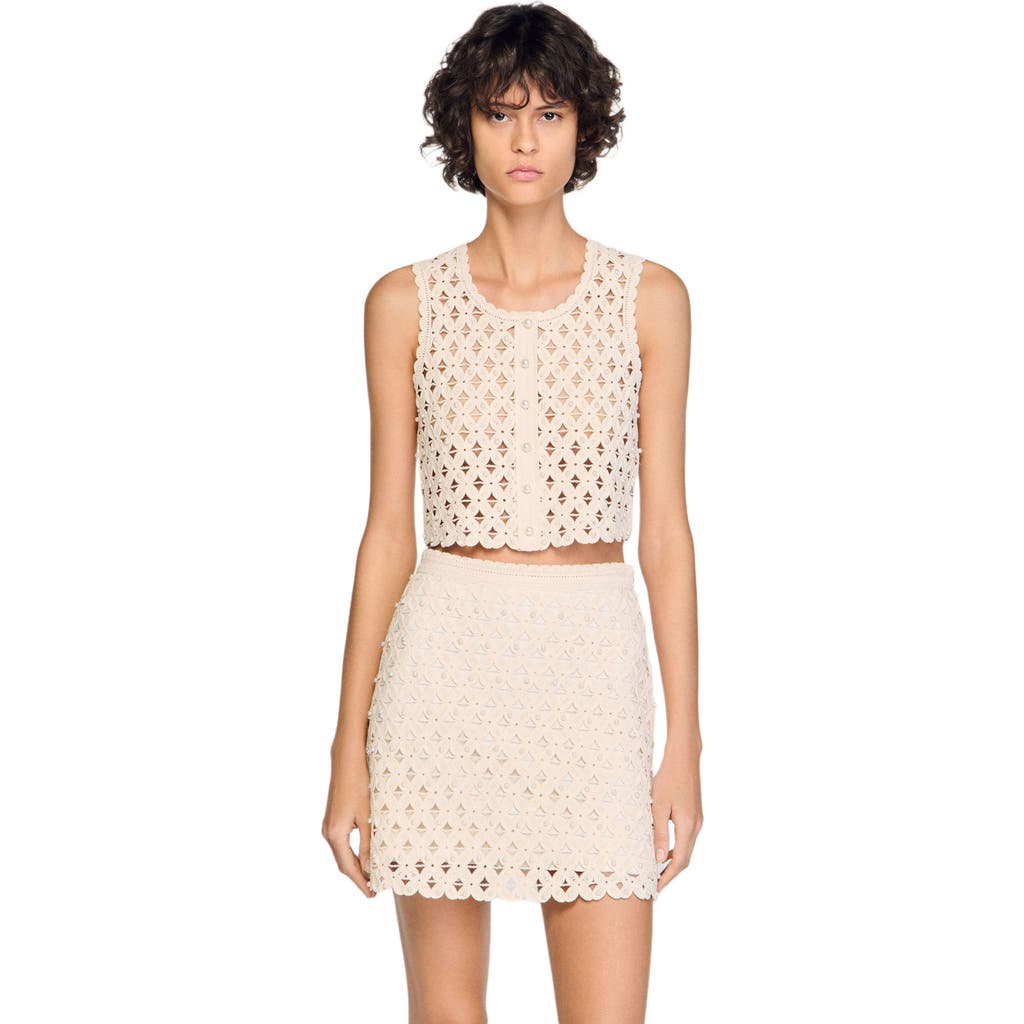 SANDRO SANDRO Beaded crochet cropped cardigan