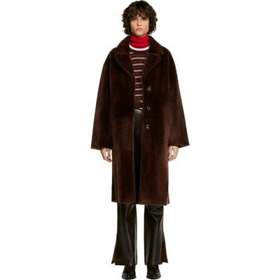 SANDRO SANDRO Belted Shearling Coat