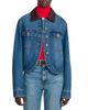 Sandro Sandro Benjamin Leather Collar Denim Jacket - 1