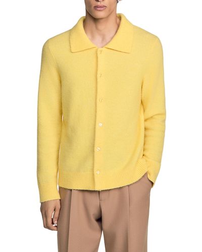 Sandro Sandro Bold Collar Button Down Cardigan Sweater