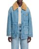 Sandro Sandro Cameron Cotton Denim Coat with Faux Fur Collar - 1