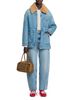 Sandro Sandro Cameron Cotton Denim Coat with Faux Fur Collar - 2