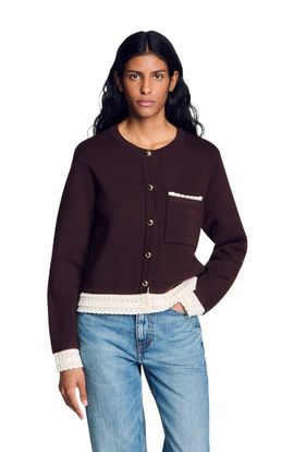 SANDRO SANDRO Cardigan with contrast lace