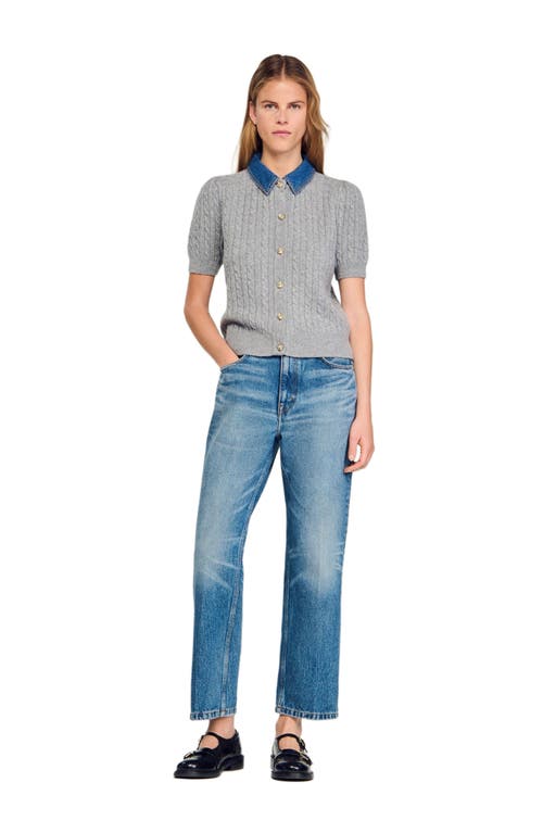 SANDRO SANDRO Cardigan with detachable denim collar