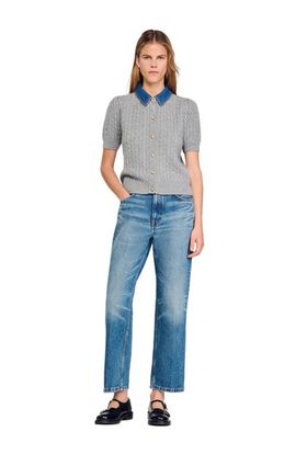 SANDRO SANDRO Cardigan with detachable denim collar